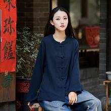 2020 camisa feminina chinesa hanfu casual retrô vintage camisa étnica blusas femininas tops e blusas de algodão estilo oriental roupas ff2896 2024 - compre barato