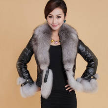 Autumn Winter Women Faux Leather Jacket Turn-Down Collar Fur Collar Luxury Faux Fur Jackets Short Black Slim Tops Clothes Female 2024 - buy cheap