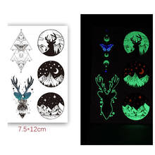 Luminous Tattoo Stickers  Ins Moon Butterfly Antlers Deer Water Transfer Waterproof Temporary Tatto Body Art  for Men Women Kids 2024 - buy cheap