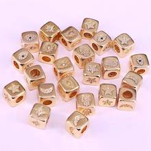 20Pcs Cubic Zirconia European Bracelet Beads charm jewelry CZ Micro Pave eye star moon Square Design Spacer Beads Findings 2024 - buy cheap
