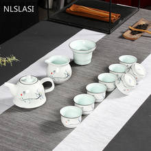 Новый стильный белый фарфоровый чайный набор, анти-обжигающий дорожный удобный чайный набор, чайный набор, бытовая Питьевая утварь WSHYUFEI 2024 - купить недорого
