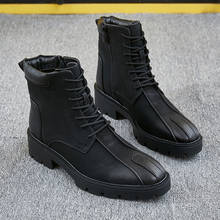 men casual business office formal dress genuine leather boots black lace up tooling shoes platform ankle boot desert botas male 2024 - buy cheap