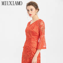 MIUXIMAO 2020 Summer Dress Runway Design Lace Casual Dress Women Diamonds Elegant Slim Vintage Dress Women Vestidos 2024 - buy cheap