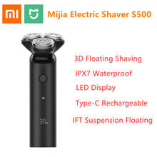 Xiaomi mijia, barbeador elétrico original, barbeador s500 seco e molhado, corpo à prova d'água, lâminas duplas, cabeça 3d, aparador de barba, recarregável 2024 - compre barato