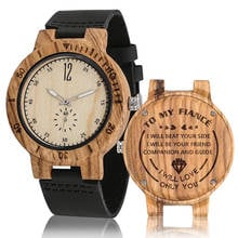 To My Fiance I Will Love Only You-Reloj de hombre, correa de cuero con esfera de madera de cuarzo con personalidad, hebilla duradera, regalo para niño y amigo 2024 - compra barato