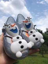 Zapatillas de gelatina mini Melissa para niñas, zapatos de princesa con dibujos animados de muñeco de nieve olaf, Sandalia de verano para niños, zapatos de caramelo de plata suave M, 2021 2024 - compra barato