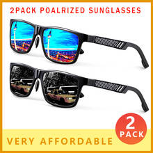 Óculos de sol polarizados para homens, óculos retangular de alumínio e magnésio com 2 unidades 2024 - compre barato