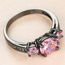 Роскошное женское бриллиантовое кольцо, очаровательные тонкие обручальные кольца из черного золота 14 карат для женщин, обручальное кольцо с круглым Цирконом 2024 - купить недорого