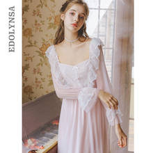 2020 Autumn Sleepwear Vintage White Cotton Nightgown Plus Size Women Home Wear Night Dress For Wedding Nightwear Lingerie T540 2024 - buy cheap