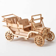 Vintage car 3D Wooden Puzzle  Laser Cutting DIY Sailing Ship Train Airplane Toys Model Kits Desk Decoration for Kids YHN 2024 - buy cheap