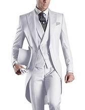 2021 Latest Coat Pant Designs Italian White Tailcoat Morning Men Suit Slim Fit 3 Piece Tuxedo Custom Groom Prom Blazer Terno 2024 - buy cheap