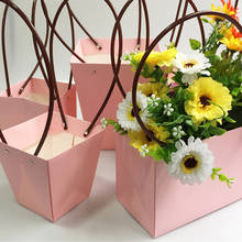 Caja de papel bonita portátil, bolsa de regalo práctica, bolsa de flores para boda, fiesta de cumpleaños, pastel de dulces rosa 2024 - compra barato
