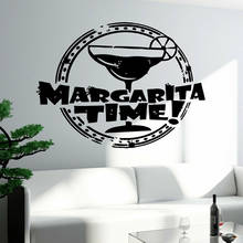 Calcomanía de pared de Margarita Time, pegatinas de vinilo para pared, Bar, Alcohol, bebida, copa de vidrio, puerta, ventana, refrigerador, arte de cocina, decoración Mural, M942 2024 - compra barato