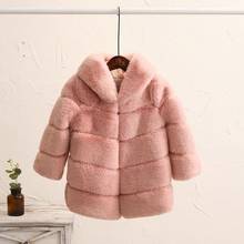 Winter Girls Fur Coat Elegant Baby Girl Faux Fur Jackets And Coats Imitation Rex Rabbit Fur Infant Outwear Hooded Coat  TZ170 2024 - buy cheap