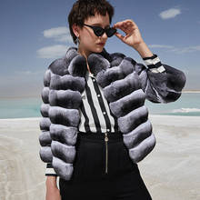 2020 New Fashion Fur Coat Chinchilla Color Women Real Rex Rabbit Fur Jacket Winter Outwear Hot Style 2024 - buy cheap