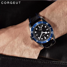 Corghardware relógio masculino nh35/miyota, relógio para homens, com mostrador preto, pulseira de couro e moldura em liga 2024 - compre barato