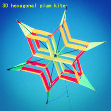 100m FRP Single Line Flying Kite Outdoor Fun Sport Kids Toy Easy Fly Single Line Kites 3D Colorful Hexagon Plum Flower Kite 2024 - buy cheap