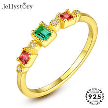 Jellystory 925 кольцо из стерлингового серебра с прямоугольник Творческий изумруд драгоценный камень циркон кольца для женщин, модное ювелирное изделие, подарок на свадьбу 2024 - купить недорого