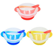 Baby Bowl Set Training Bowl Spoon Tableware Set Dinner Bowl Learning Dishes With Suction CupTemperature Sensing Spoon Tableware 2024 - buy cheap