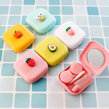 2021 Cute Girl Fruit Contact Lens Case Box With Mirror Women Mini Square Lovely Eyes Contact Lens Container Box Bag Travel Kit 2024 - buy cheap