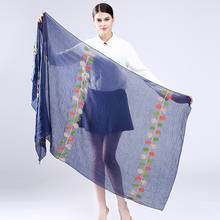 Bufandas largas bordadas con hojas para mujer, chales suaves de algodón informales que combinan con todo, Hijab musulmán, última moda 2024 - compra barato