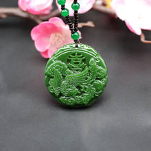 Pingente verde natural de jade phoenix, colar chinês esculpido à mão, acessórios de joias da moda, amuleto, homens, mulheres, presentes da sorte 2024 - compre barato