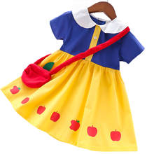 Snow White Girls Dress With A Bag Summer School Uniform Short Sleeve Birthday Present Toddler Baby Kids Dress Children Clothing 2024 - buy cheap