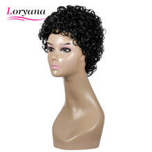 Loryana Synthetic Short Wigs Black Afro Curly Wig For Women Natural Black Hair wig Heat Resistant Bangs wig 2024 - buy cheap