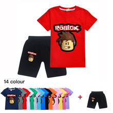 Robloxing conjunto camiseta manga curta + shorts, roupas para crianças meninos e meninas, fantasia cosplay, verão 2021 2024 - compre barato