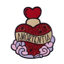 Sweet red heart shaped bottle of Amortentia enamel pin Not a love potion, but infatuation and full of glitter! 2024 - buy cheap