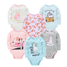Kavkas ropa bebe Baby Clothes 3 6 Pcs/set Spring Cotton Girl Bodysuit Full Sleeve O-neck Cartoon Print Jumpsuit 0-3m Clothing 2024 - buy cheap