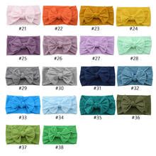 38 color Pick 40pc/lot Hair Accessories Solid Nylon Headband Bow Headbands Kids Girls Very Soft Head wraps Children Headwear 2024 - buy cheap