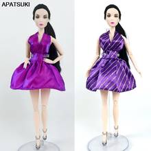 2pcs/lot Purple One-Piece Backless Dress for Barbie Doll Clothes Evening Party Dress for 1:6 BJD Doll Outfits Clothes Kids Toy 2024 - buy cheap