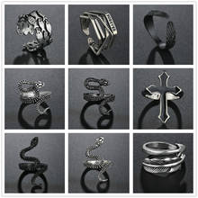 Панк Мужская мода Винтаж крест кольца для женщин ювелирные изделия для мужчин змея кольцо из тонких пластин, модные вечерние подарок 2024 - купить недорого