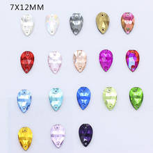 72pc 7x12mm crafts Teardrop Sew On Flatback Rhinestone  Two Holes Beads Stones 2-Hole button bead For DIY colors For Clothes 2024 - buy cheap