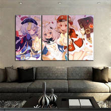 Genshin série de impacto cartazes hd klee paimon cartaz canves anime menina cartaz decoração da casa estudo quarto bar café pinturas de parede 2024 - compre barato