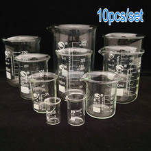 Vaso de vidrio de borosilicato transparente, 10 unids/set de laboratorio de 5ml, 10ml, 25ml, 50ml, 100ml, 150ml, 200ml, 250ml, 300ml, 500ml, GG-17 2024 - compra barato