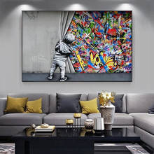 Abstract Kid Graffiti Street Art Painting Posters And Prints Canvas Wall Art Funny Picture For Modern Home Decor Living Room 2024 - buy cheap