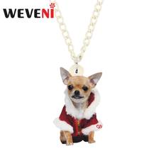 WEVENI Acrylic Christmas Costume Chihuahua Dog Necklace Pendant Chain Animal Jewelry For Women Girls Teens Kids Decorations Gift 2024 - buy cheap