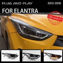 Headlight For Hyundai Elantra 2011-2016 Car автомобильные товары LED DRL Hella 5 Xenon Lens Hid H7 Elantra Car Accessories 2024 - buy cheap