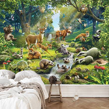 На заказ самоклеющиеся водонепроницаемые Настенные обои 3D Животные мир лес настенная живопись детская спальня фон настенные наклейки 2024 - купить недорого