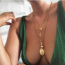 Многослойное ожерелье ALYXUY, винтажное ожерелье с кулоном в виде змеи и розы ангела, ожерелье с длинной цепочкой для женщин и девочек 2024 - купить недорого