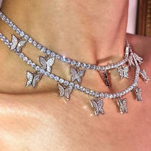 Модные мужские и женские ожерелья, подвески в виде бабочек, стразы, сверкающие кристаллы, Подарочные ожерелья для вечеринки 2024 - купить недорого