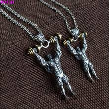 BOCAI Real S925 Sterling Silver Pendants 2022 New Fashion Fitness Muscle Talent Hanging Ornament Pure Argentum Jewelry for Men 2024 - buy cheap