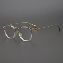 Gafas Vintage hechas a mano para hombre y mujer, gafas de acetato de titanio, gafas de prescripción cuadradas para miopía, montura de diseño de marca 2024 - compra barato
