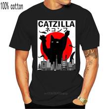 Vintage Catzilla Japanese Sunset Style Cat Kitten Lover T-Shirt Colorful O Neck TEE Shirt 2024 - buy cheap