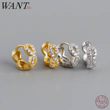 Wantme na moda luxo ouro infinito orelha hoop real 925 prata esterlina círculo redondo brincos para jóias femininas punk presente 2020 2024 - compre barato