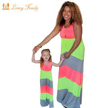 Summer Mother Daughter Dresses Mommy And Me Family Matching Clothes Striped Mom Dress Kids Child Outfits Mum Sister Baby Girl 2024 - buy cheap