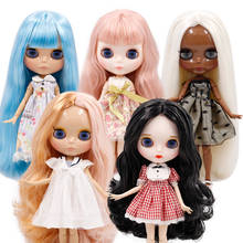 Dbs bjd icy blyth boneca branco preto pele escura corpo comum glassy matte rosto pode mudou maquiagem e vestido diy especial 1/6 2024 - compre barato