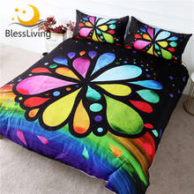 BlessLiving-Juego de cama de arcoíris, funda de edredón de flores de 7 Chakras, pétalos coloridos, Textiles para el hogar, juego de cama de acuarela de 3 piezas, envío directo 2024 - compra barato